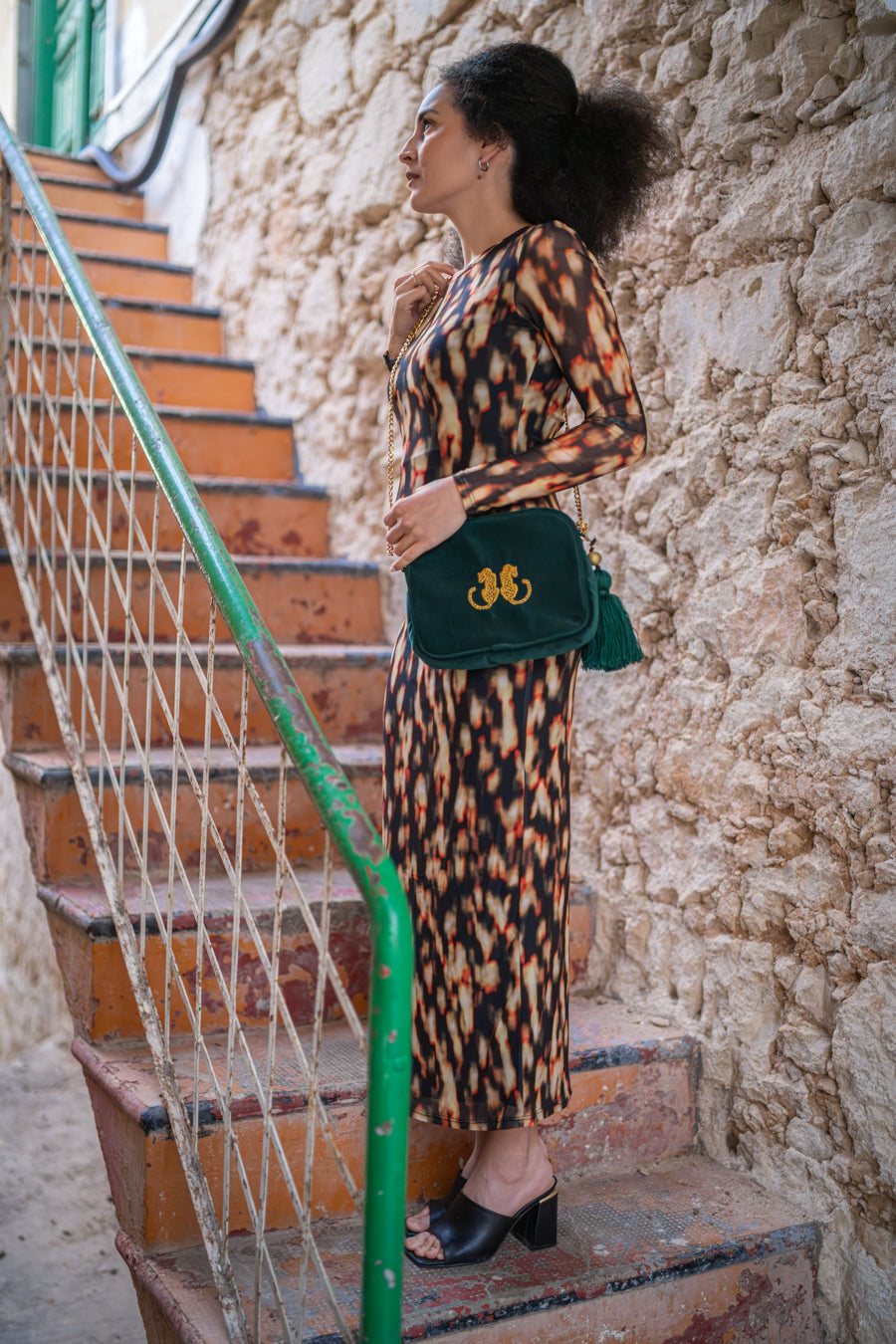 Emerald Green Busi with Leopards