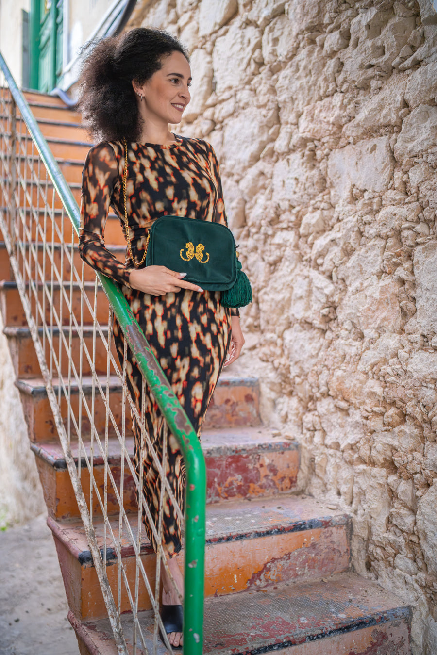Emerald Green Busi with Leopards