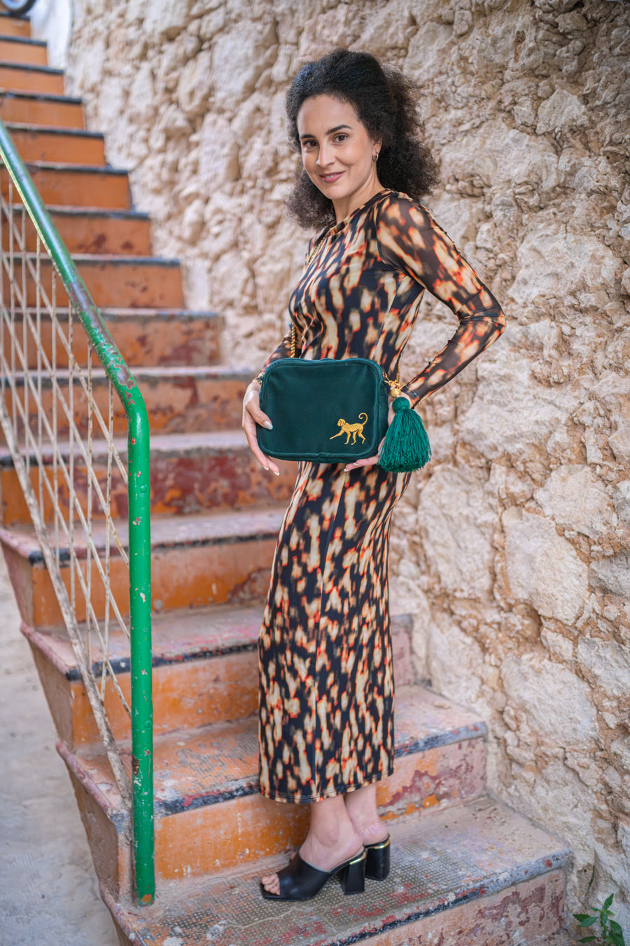 Emerald Green Busi with Monkey