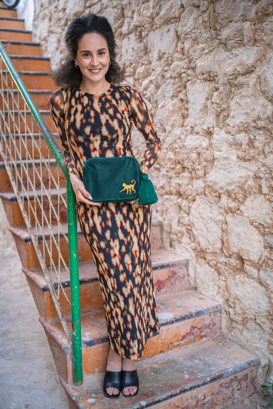 Emerald Green Busi with Monkey